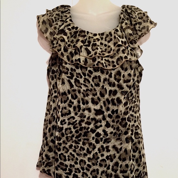 AGB Sleeveless Leopard Print Top, Sz XL - Picture 1 of 13